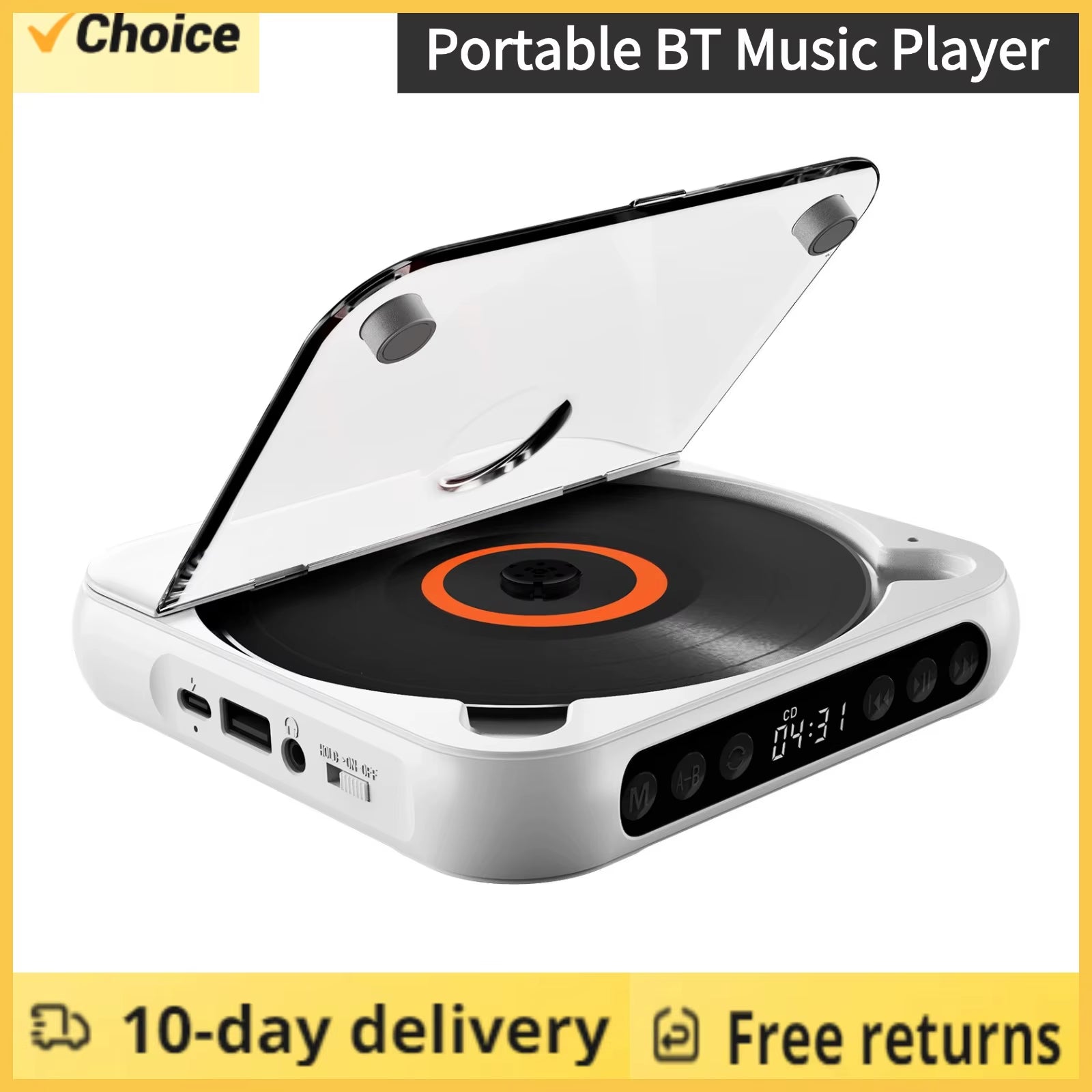 SpinWave™ Portable CD & Bluetooth Music Player – Classic Sound Meets Modern Freedom - Mac's Got More