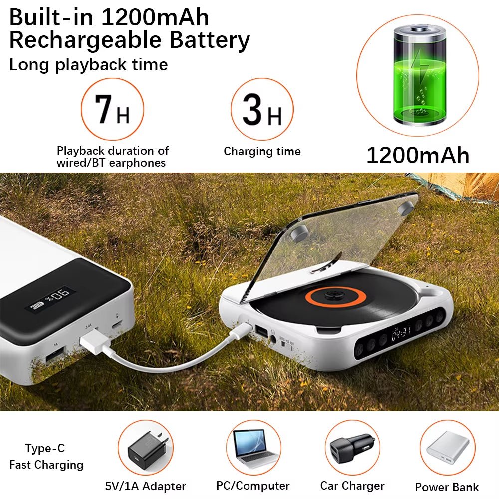 SpinWave™ Portable CD & Bluetooth Music Player – Classic Sound Meets Modern Freedom - Mac's Got More