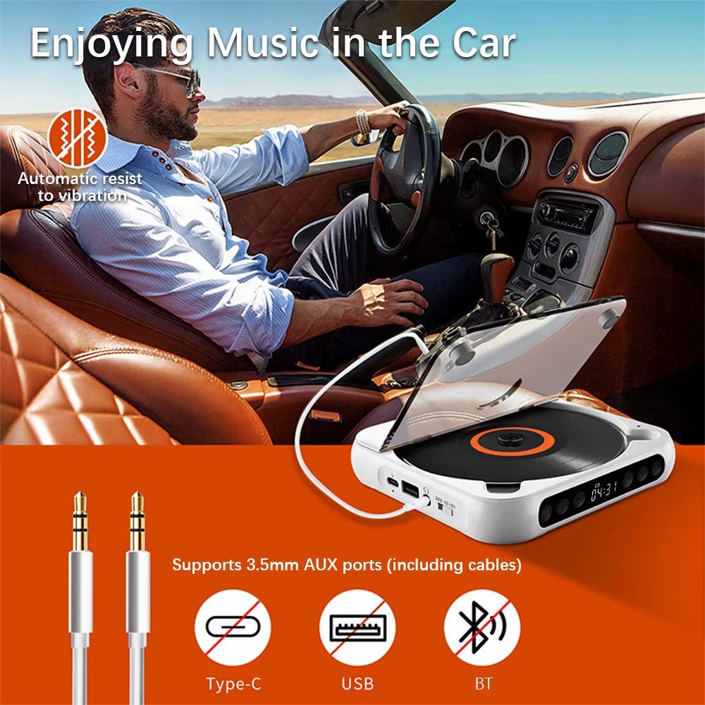 SpinWave™ Portable CD & Bluetooth Music Player – Classic Sound Meets Modern Freedom - Mac's Got More