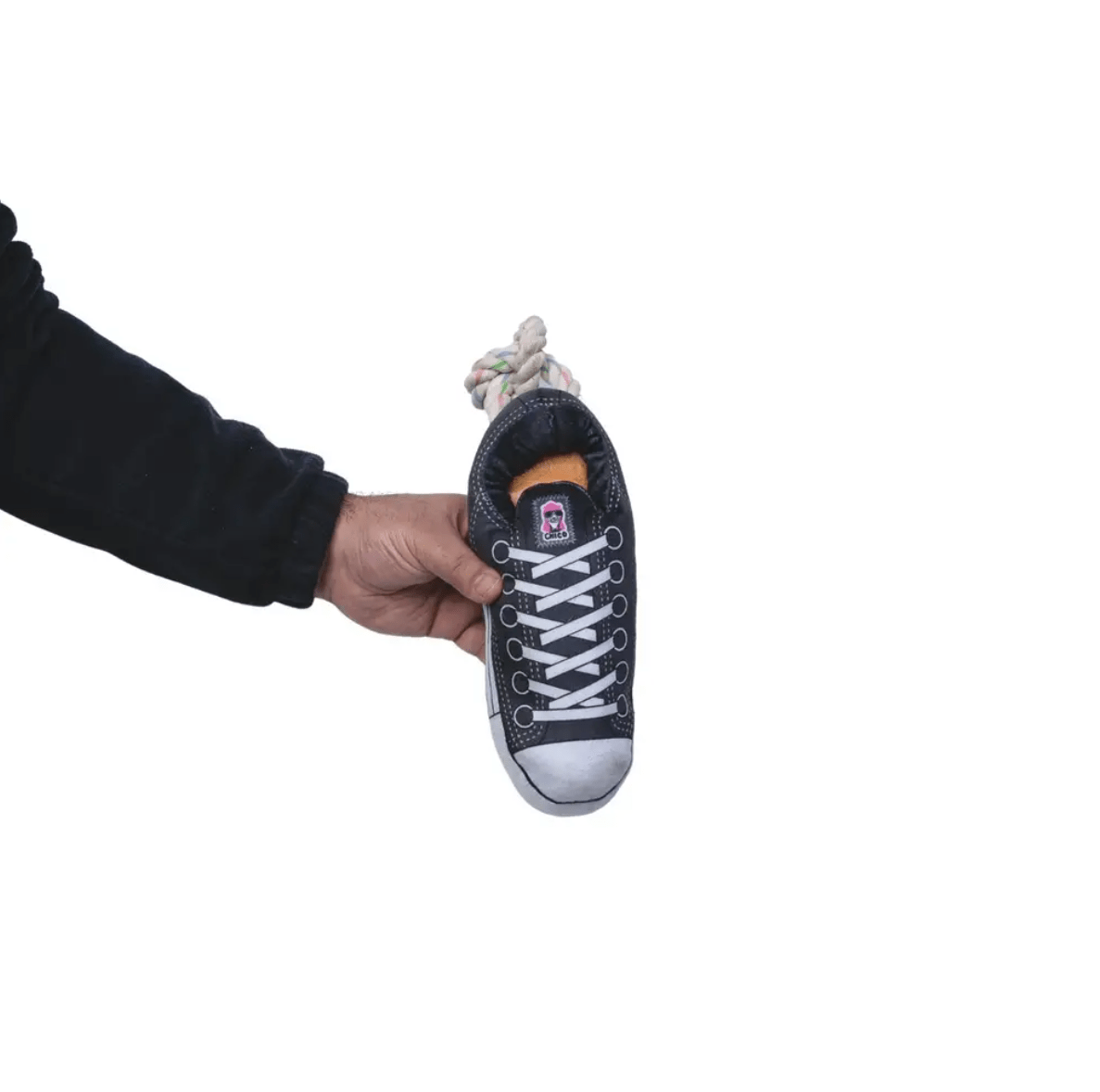 Squeaky Comfort Plush Sneaker Dog Toy – with Treat Compartment, Safe & Durable – Black - Mac's Got More