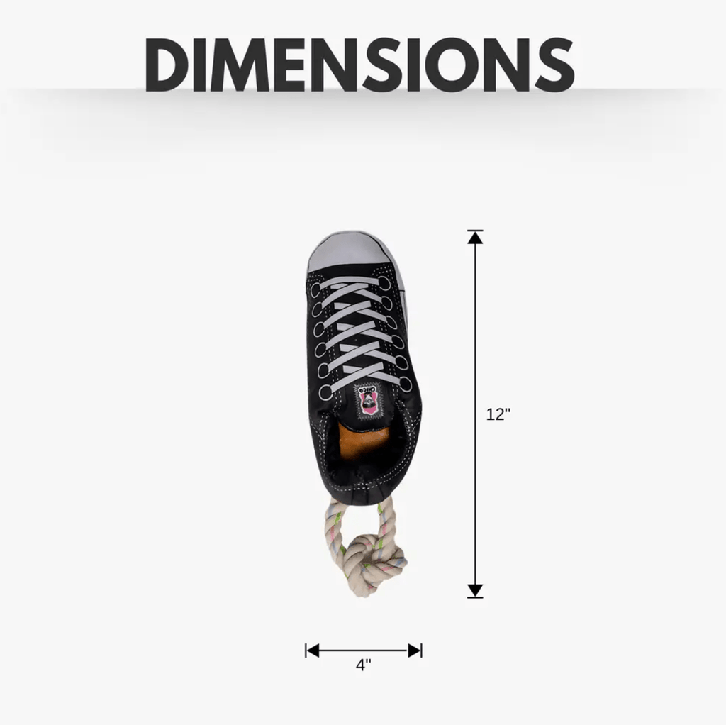 Squeaky Comfort Plush Sneaker Dog Toy – with Treat Compartment, Safe & Durable – Black - Mac's Got More