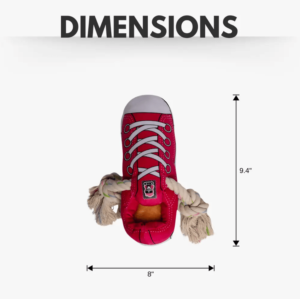 Squeaky Comfort Plush Sneaker Dog Toy – with Treat Compartment, Safe & Durable – Pink - Mac's Got More