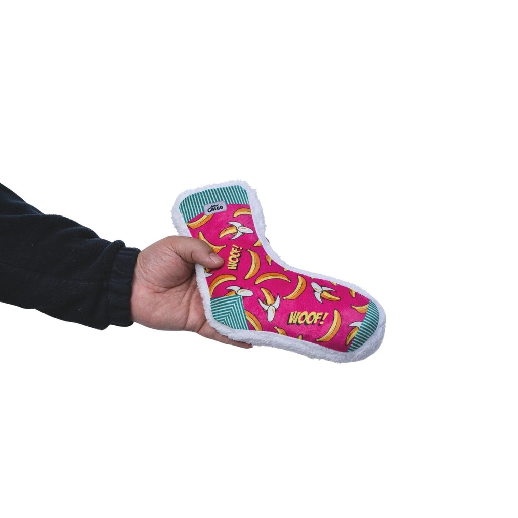 Squeaky Sock Plush Dog Toy – Whimsy Wonders Banana Design - Mac's Got More