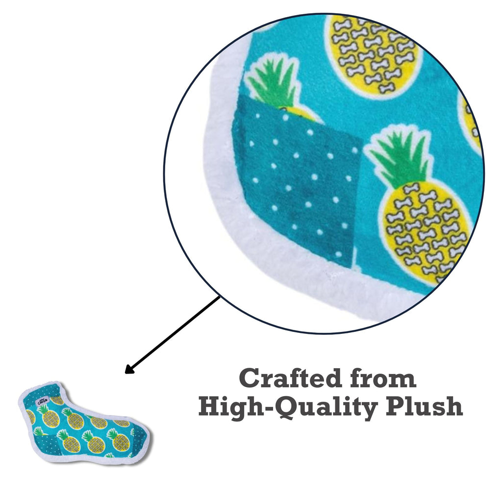 Squeaky Sock Plush Dog Toy – Whimsy Wonders Pineapple Design - Mac's Got More