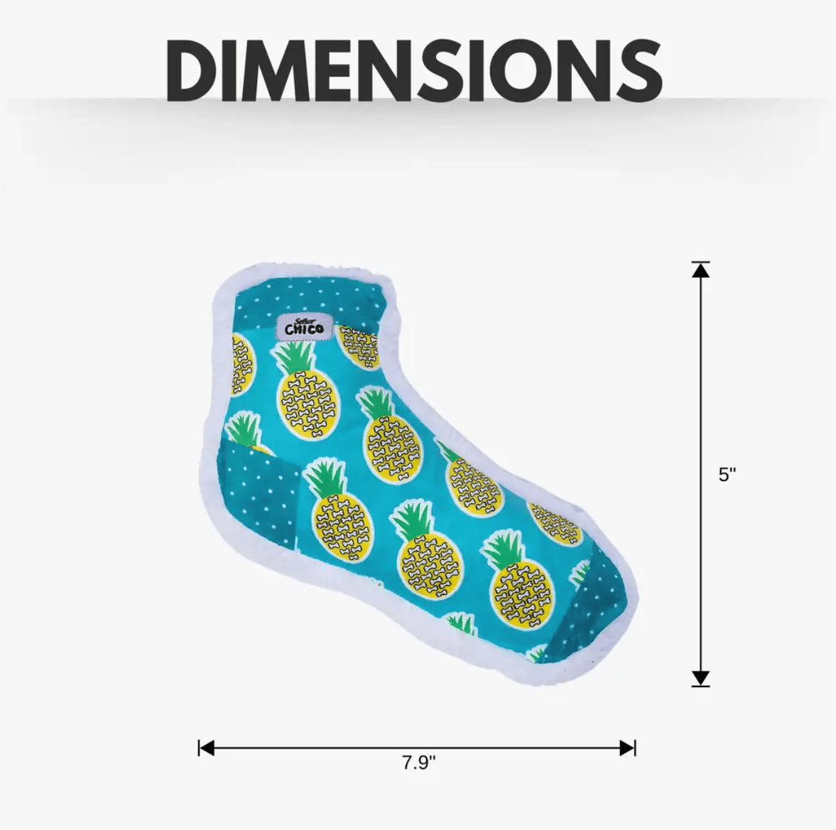 Squeaky Sock Plush Dog Toy – Whimsy Wonders Pineapple Design - Mac's Got More