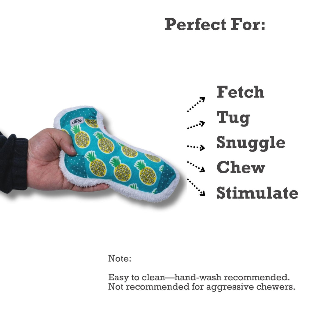 Squeaky Sock Plush Dog Toy – Whimsy Wonders Pineapple Design - Mac's Got More