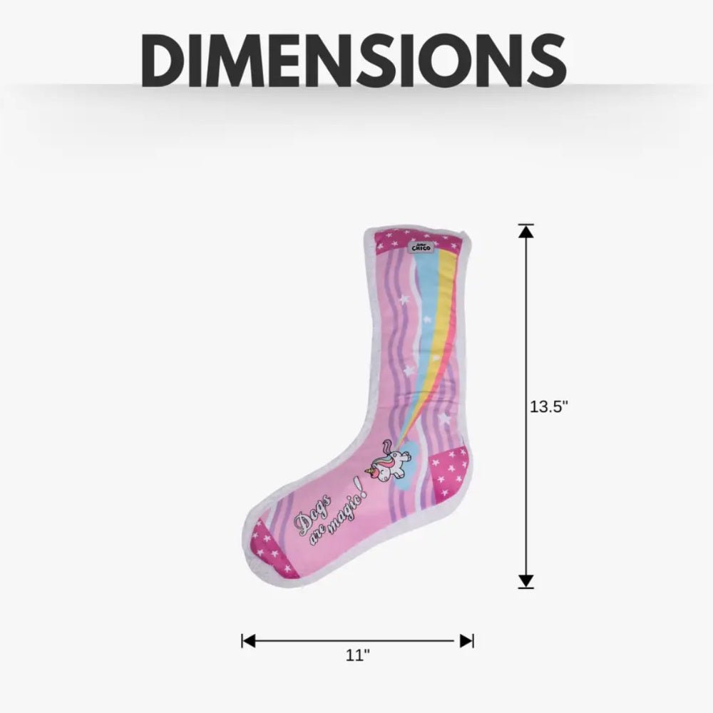Squeaky Sock Plush Dog Toy – Whimsy Wonders Unicorn Design - Mac's Got More