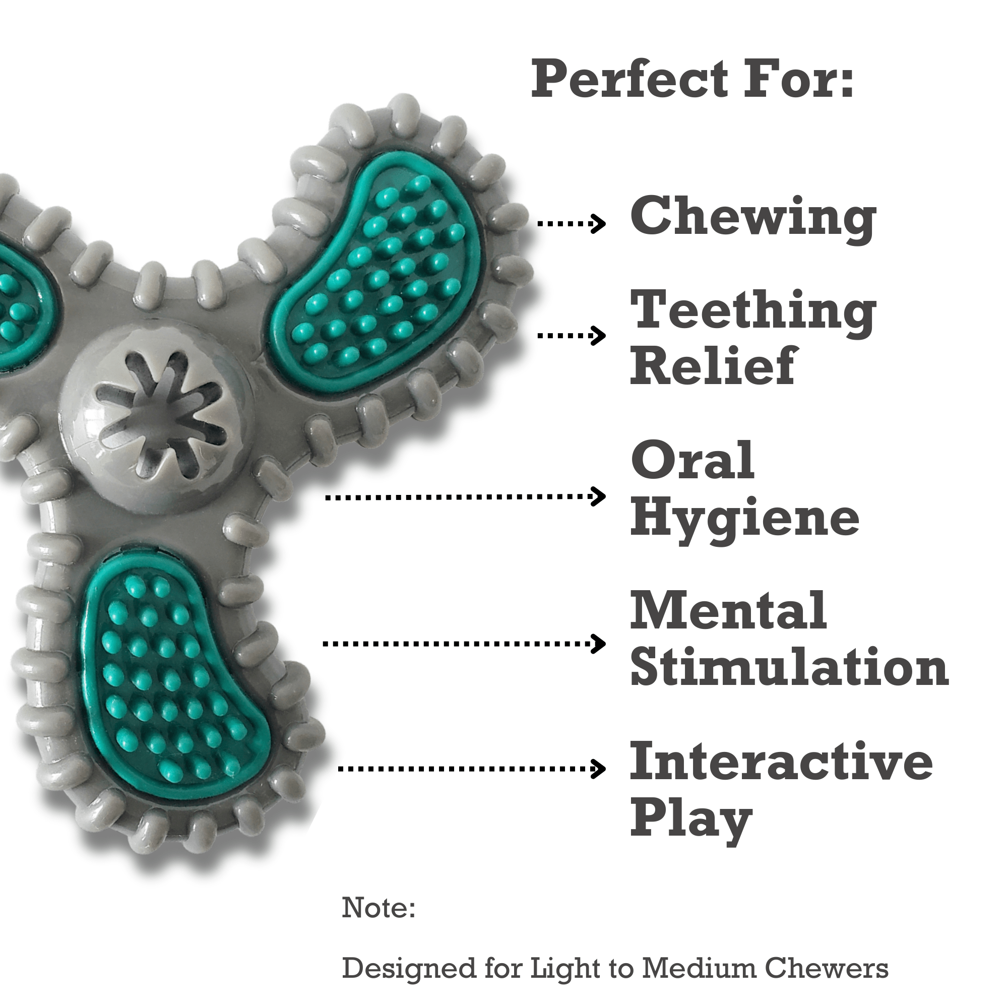 TPR Dental Spinner Dog Chew Toy – Durable Dental Care Fun for Light to Medium Chewers - Mac's Got More