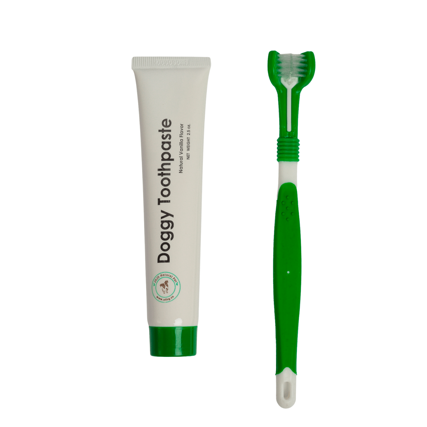 Triple Headed Dog Toothbrush with All - Natural Toothpaste Kit – 2 - Piece Kit - Mac's Got More