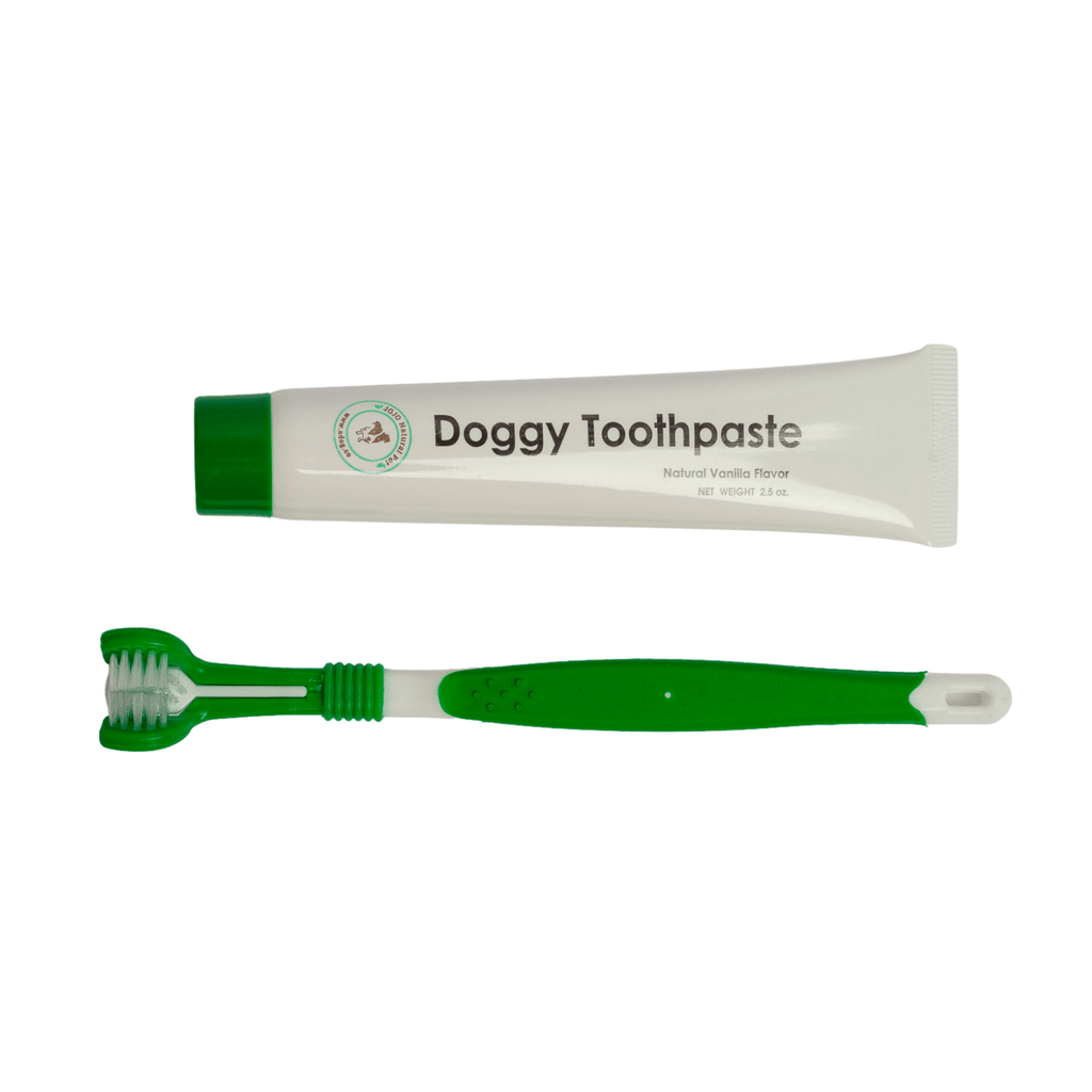 Triple Headed Dog Toothbrush with All - Natural Toothpaste Kit – 2 - Piece Kit - Mac's Got More