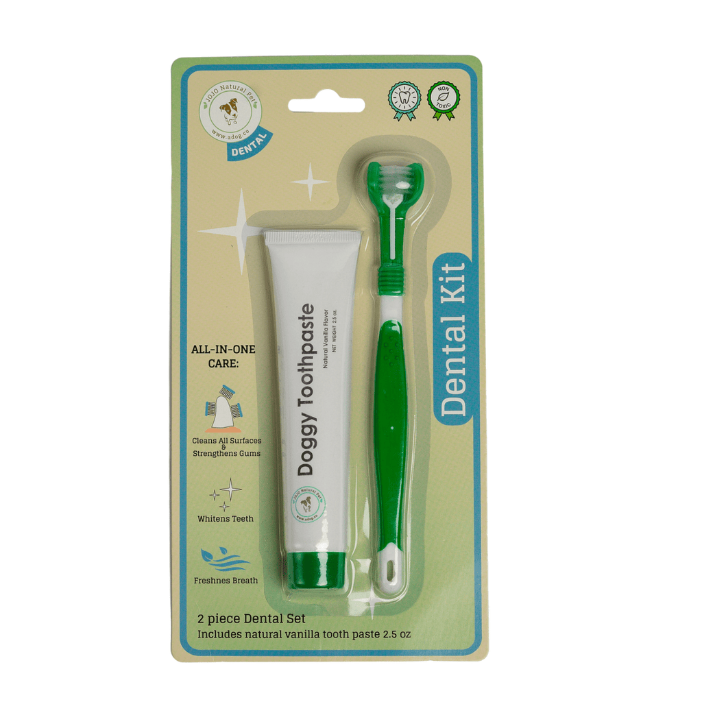 Triple Headed Dog Toothbrush with All - Natural Toothpaste Kit – 2 - Piece Kit - Mac's Got More