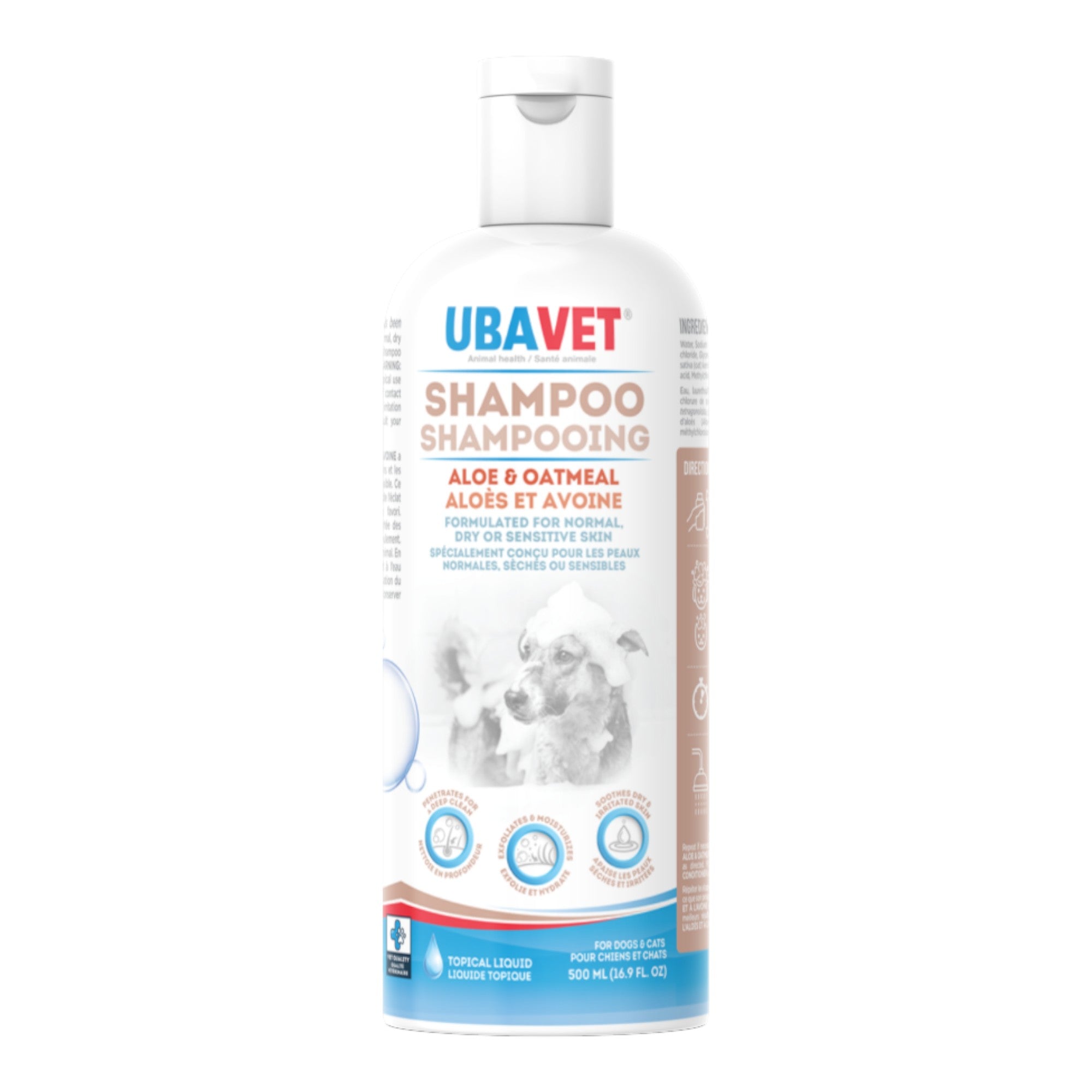 UBAVET Aloe & Oatmeal Shampoo for Dogs & Cats – Gentle Hydrating Formula – (16.9 fl oz / 500ml) - Mac's Got More