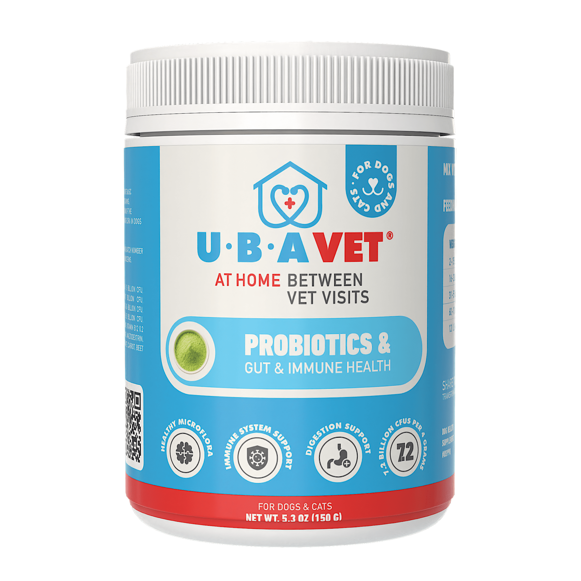 UBAVET Probiotics & Gut + Immune Health Support for Dogs & Cats – 5.3 oz / 150 g Powder - Mac's Got More