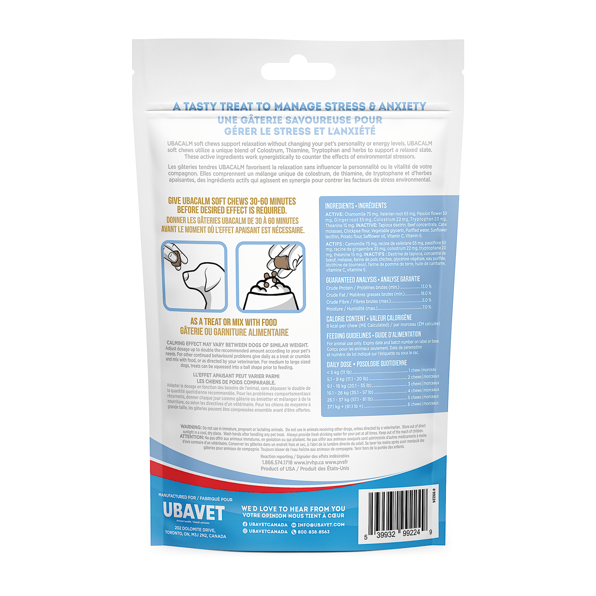 UBAVET UBACALM Calming Soft Chews for Dogs & Cats – Natural Stress & Anxiety Relief - Mac's Got More