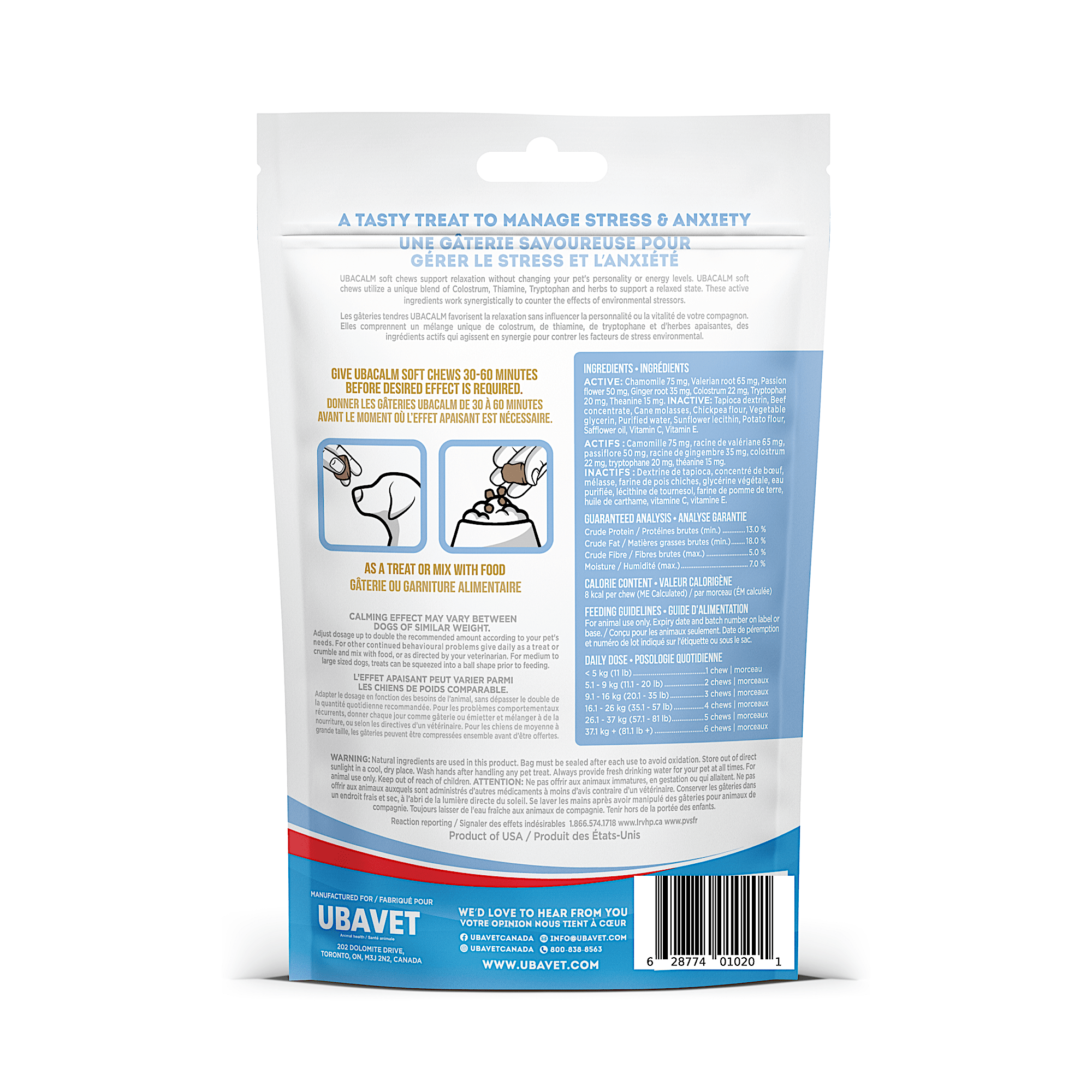 UBAVET UBACALM Calming Soft Chews for Dogs & Cats – Natural Stress & Anxiety Relief - Mac's Got More