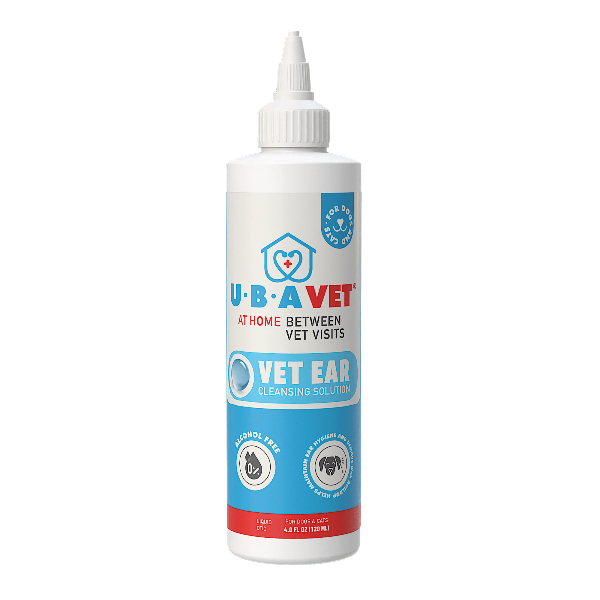 UBAVET Vet Ear Cleansing Solution for Dogs & Cats – (4 fl oz / 120ml) - Mac's Got More