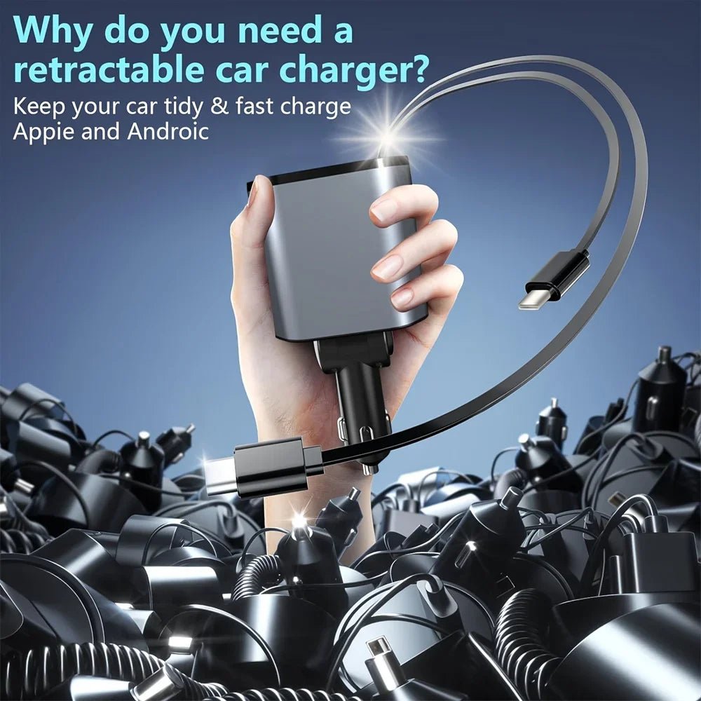 VoltRush™ 4 - in - 1 Retractable Car Charger – Fast Power, Zero Clutter - Mac's Got More
