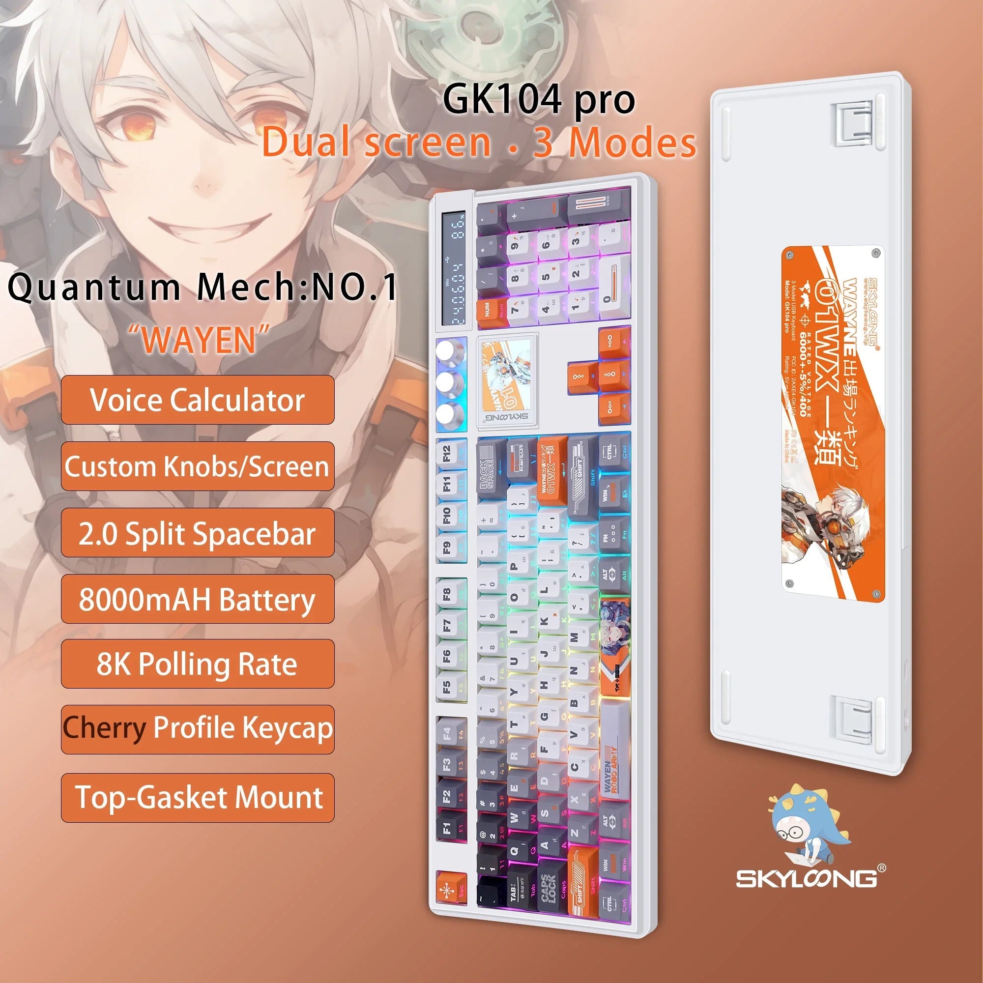 Wireless Mechanical Keyboard with 3.0 Screen 3 Knobs Hot - Swappable Silent Switch PBT keycaps - Mac's Got More