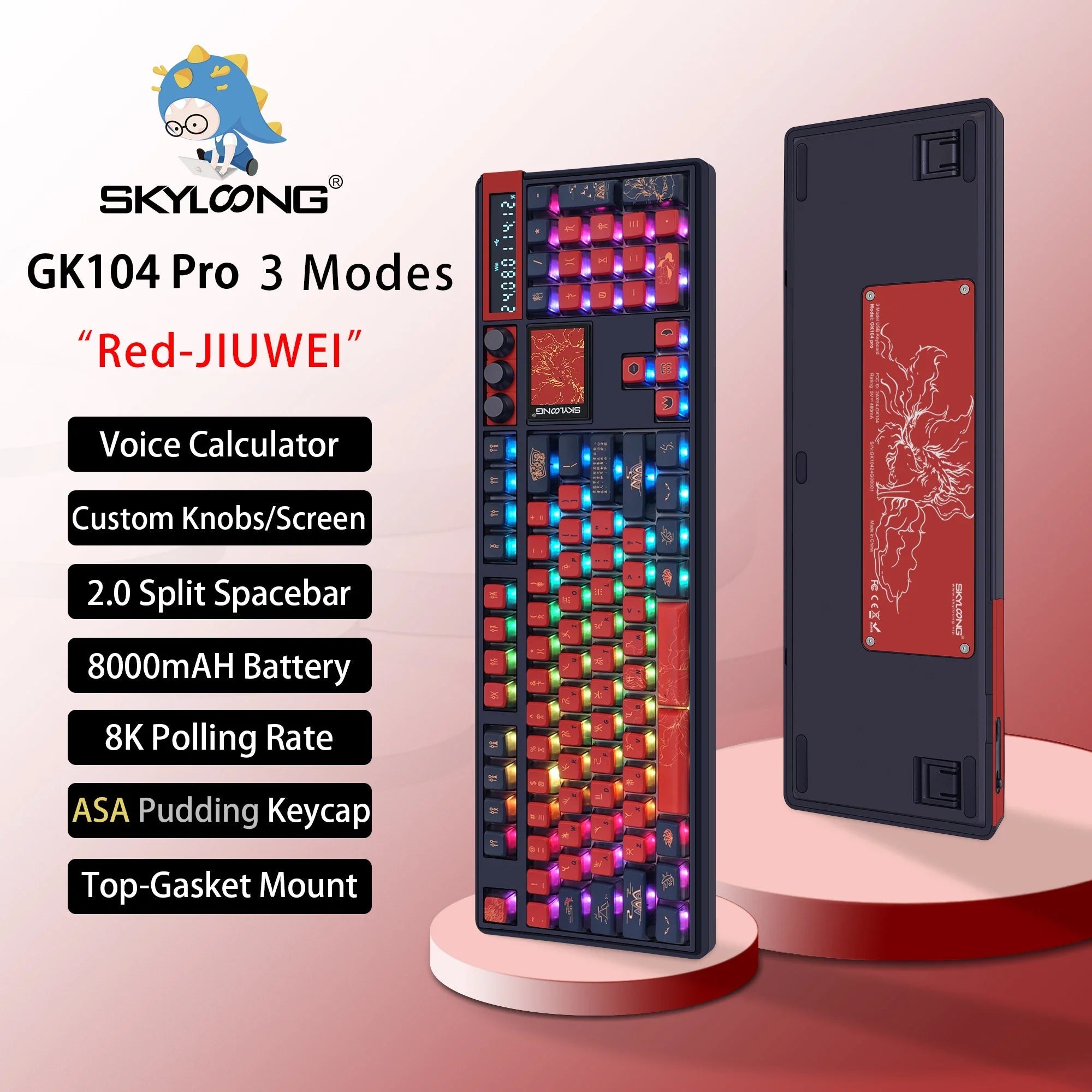 Wireless Mechanical Keyboard with 3.0 Screen 3 Knobs Hot - Swappable Silent Switch PBT keycaps - Mac's Got More