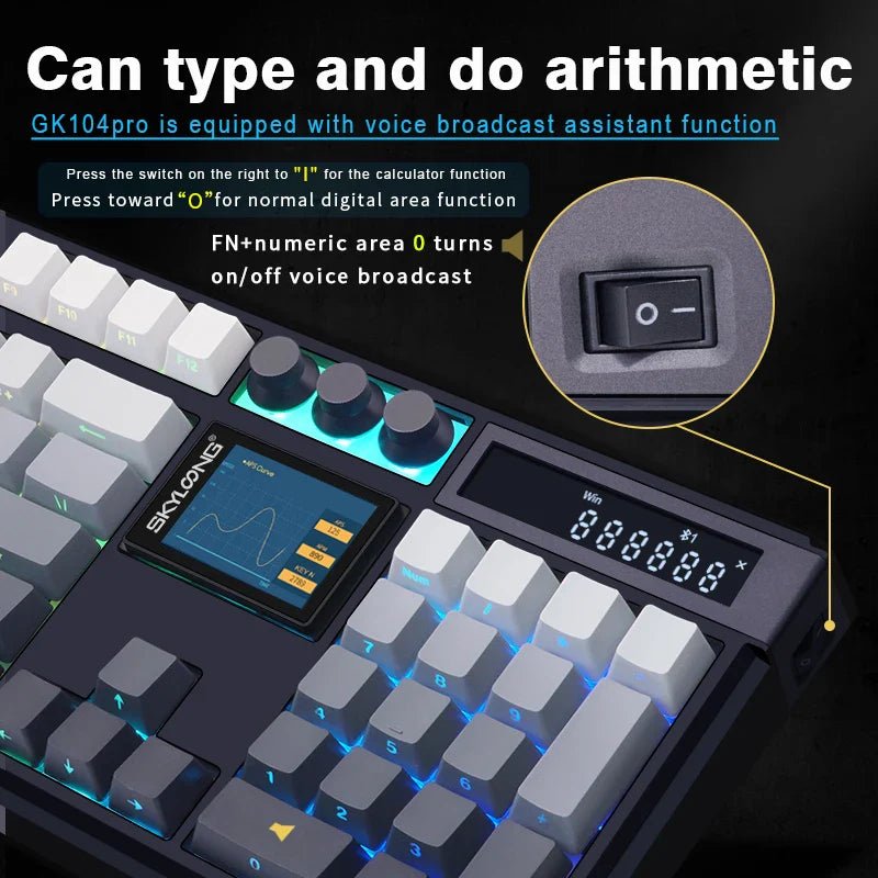 Wireless Mechanical Keyboard with 3.0 Screen 3 Knobs Hot - Swappable Silent Switch PBT keycaps - Mac's Got More